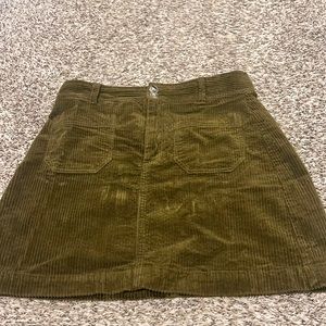 Madewell A- line olive green corduroy skirt